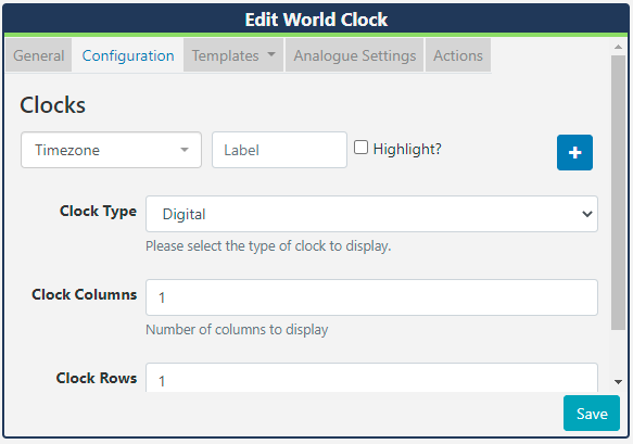 World Clock Configuration