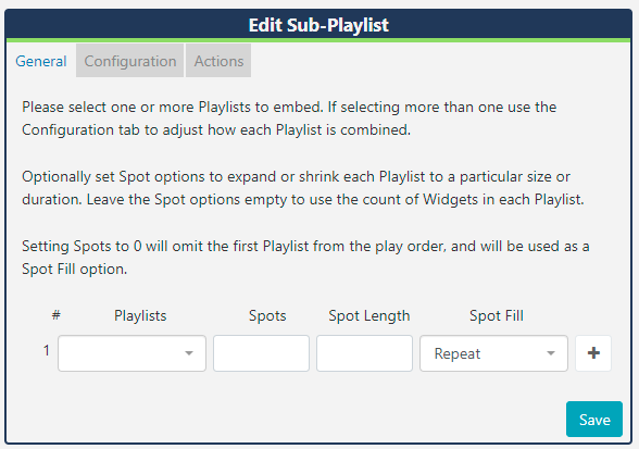 Sub-Playlist Edit Form
